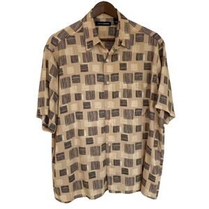 Vintage John Henry Beige and Black Button Up Shirt - Large